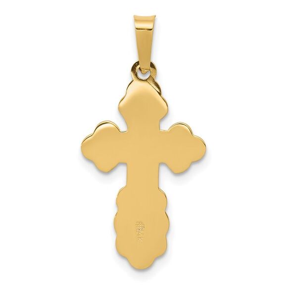 14k Yellow Gold Eastern Orthodox Cross Pendant, 13 x 26mm - Picture 3 of 5